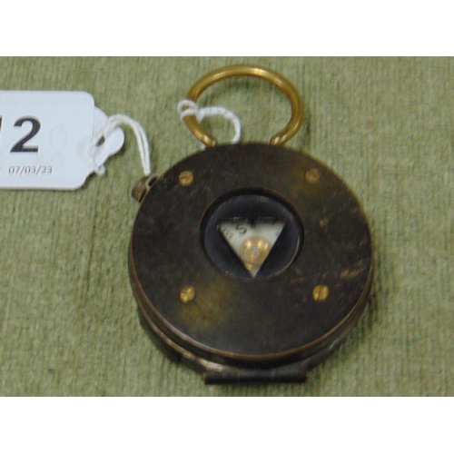 12 - S. Mordan & Co military brass cased compass, 5345 1918.