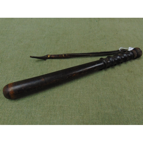 159 - Vintage truncheon, having original leather strap.