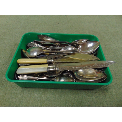 163 - Quantity of plated cutlery.