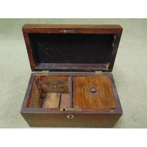 172 - Antique rosewood tea caddy, having lift up lid and fitted inerior. 4 x 8 x 4