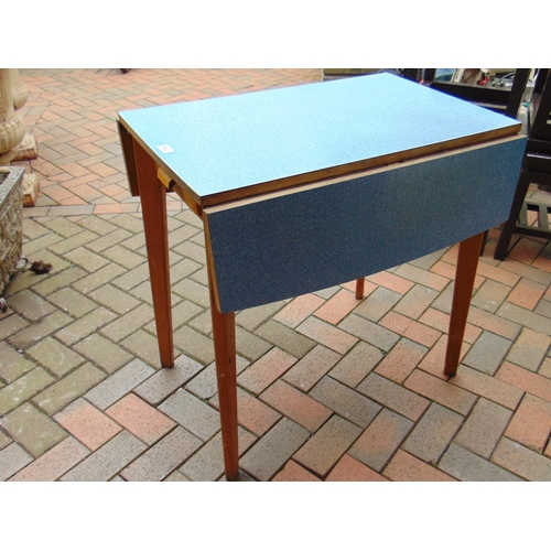 342 - Retro framed formica topped drop leaf kitchen table. 30 x 29.5 x 20