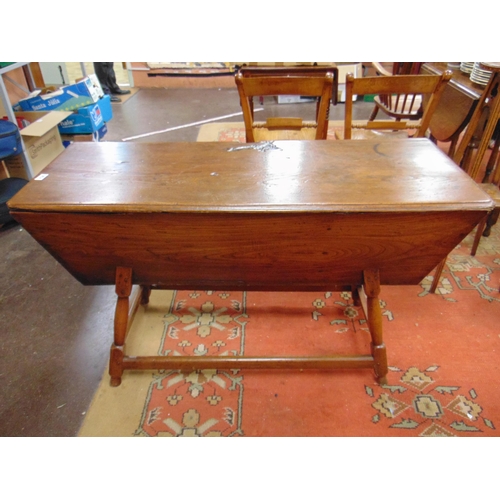 362 - Antique elm dough bin on stand, removable lid, turned supports joined by plain stretchers. 27 x 47 x... 