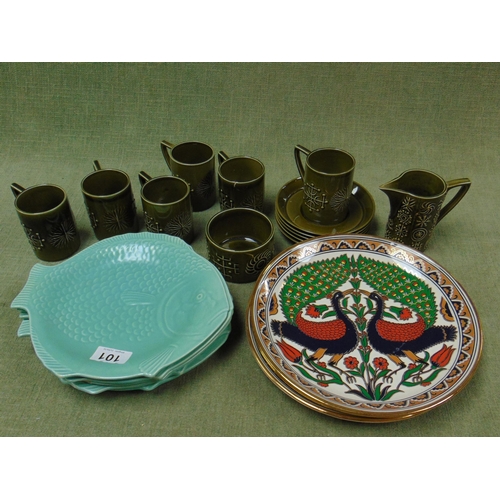 101 - Portmeirion ''Totem'' pattern coffee set, five Shorter fish dishes, etc.