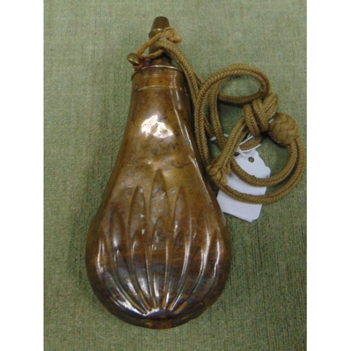 155 - 18th century brass powder flask.