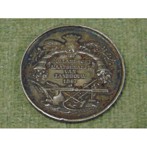 166 - Silver Dutch agricultural medallion.