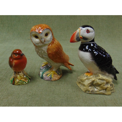 174 - Beswick Puffin, Owl and a Robin. (3)