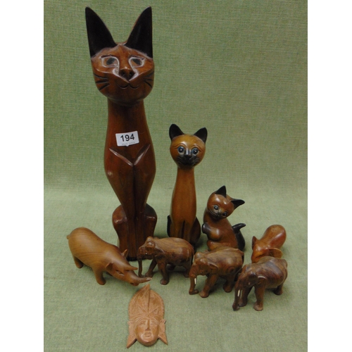 194 - Collection of wooden animal figures.