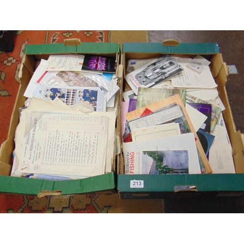 213 - Two boxes of ephemera.