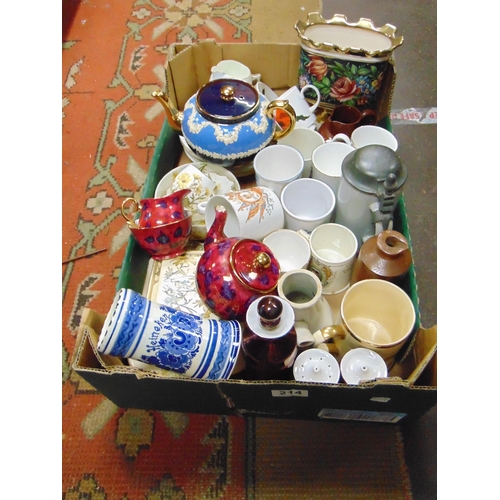 214 - Box of mixed china.