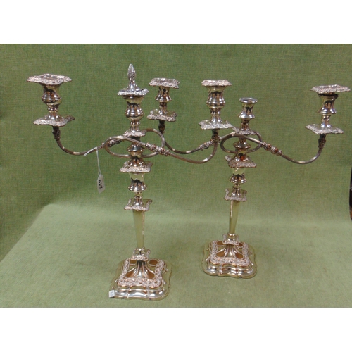 219 - Good pair of silver plated twin branch candelabra, each 20