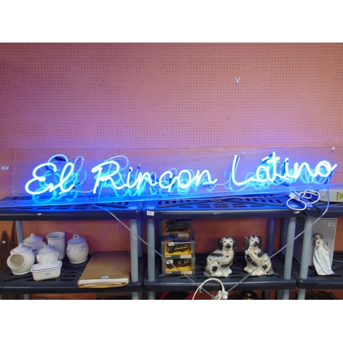 240 - Pair of neon illuminated signs - 'El Ricon Latino', each 12 x 87