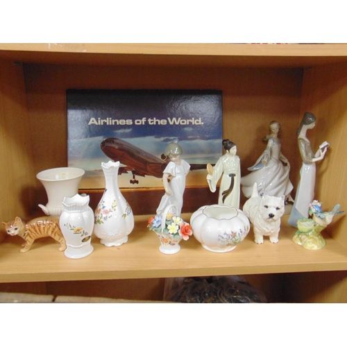 275 - Various Lladro/Beswick/Aynsley etc, commemorative plane volume.