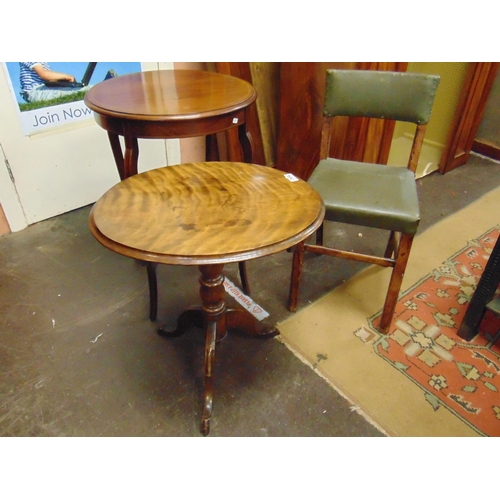 304 - Mahogany tripod table , together with an inlaid two tier centre table. (2)