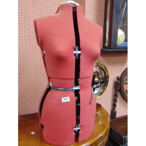 341 - An adjustable tailors mannequin.