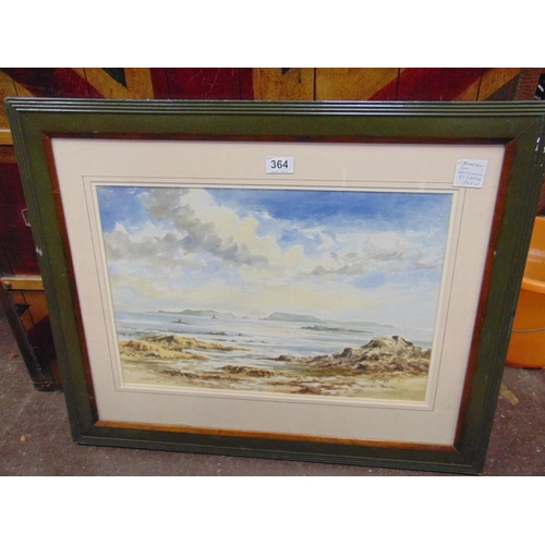 364 - E.A. Read, framed and glazed watercolour, Carmarthen Bay. Signed lower right, 13 x 20