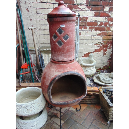 373 - Large terracotta chiminea. 58