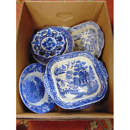 398 - Collection of willow pattern china.