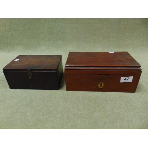 47 - Antique mahogany trinket box and one other. (2)