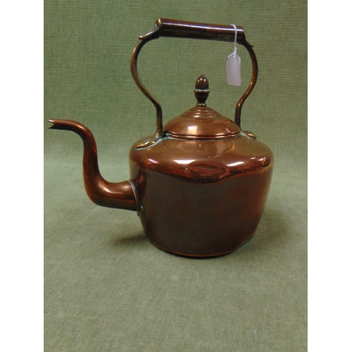 52 - Antique copper kettle having acorn finial. 11