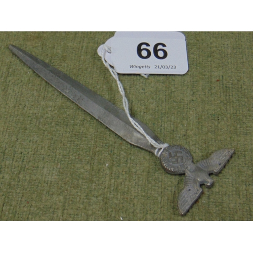 66 - Second World War Nazi letter opener.