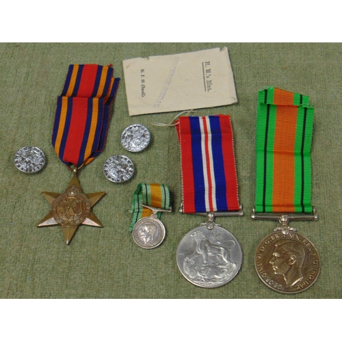 72 - Second World War defence medal with paper work, War medal, Burma Star and miniature defence medal.