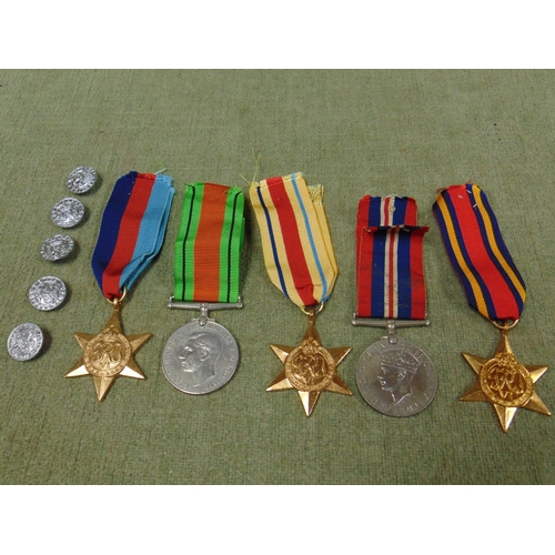 84 - Five 2nd World War medals, Defence, 1939-45 Star, Africa Star, Burma Star, etc.