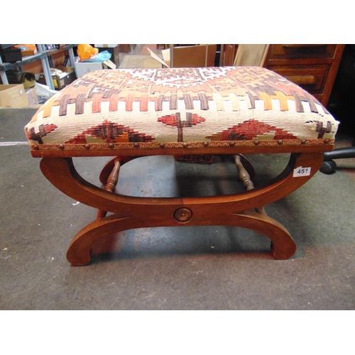 451 - X framed dressing stool, having upholstered top. 17