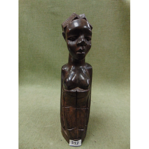 127 - Carved African bust modelled as a woman and child. 15