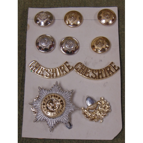 443 - Complete set of Cheshire Brigade badges and buttons.