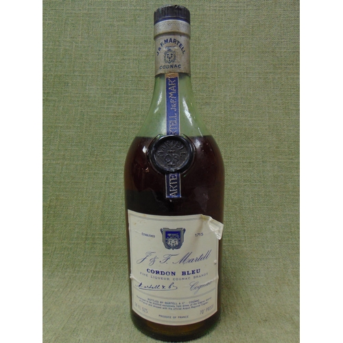 1 - One bottle, F&F Martell Cordon Bleu fine liqueur cognac brandy. 24Fl ozs. 70 % proof.