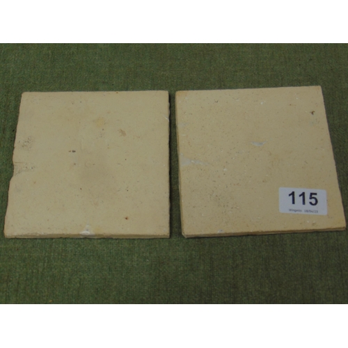 115 - Pair of Carter tiles, having figural decoration, each 5 x 5