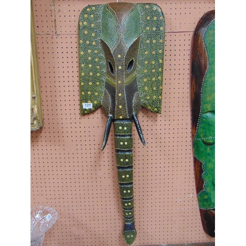 121 - Reproduction elephant form wall mask. 39 x 12