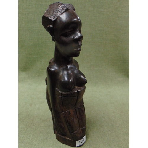 127 - Carved African bust modelled as a woman and child. 15