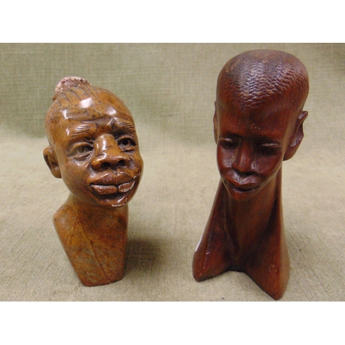 133 - Composite bust of an African lady and a wooden example. (2).