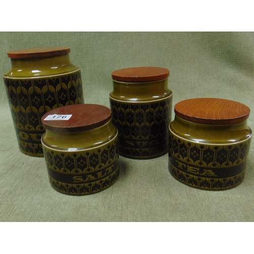 176 - Four mid century Hornsea kitchen storage jars.