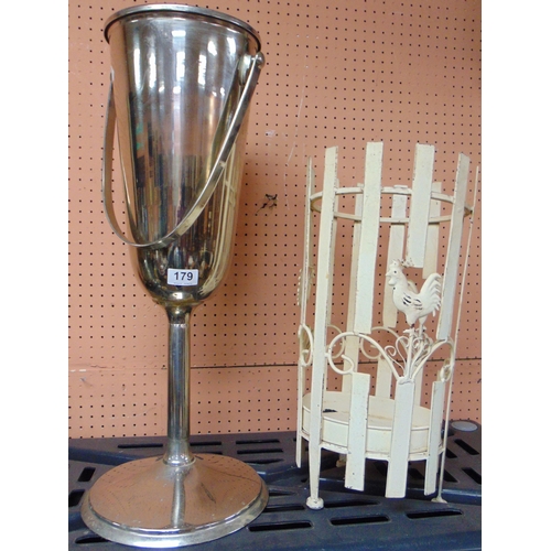 179 - Plated ice bucket, and a metal vessel (2).