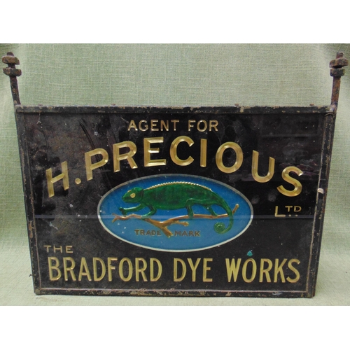 18 - Good double sided advertising sign, Agent for H.Precious Ltd - The Bradford Dye Works. 12 x 18