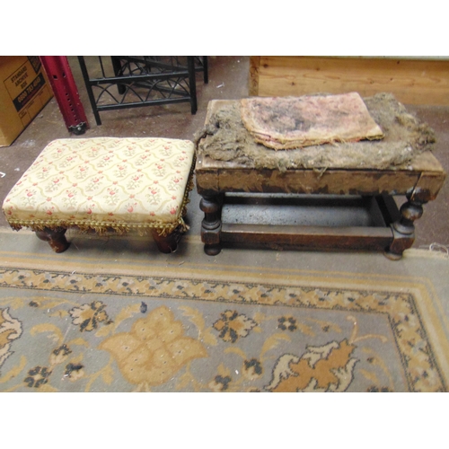 182 - Rectangular footstool, and one other example for restoration. (2)