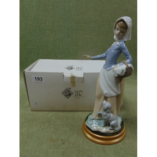 193 - Boxed Nao figure group, Woman and Dog.