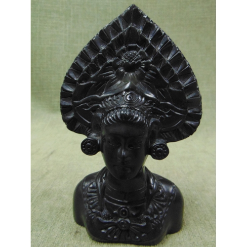 245 - Carved ebony Balinese bust sculpture, 7