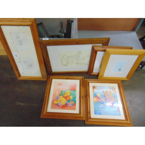 269 - Collection of framed and glazed Winnie the Pooh prints.