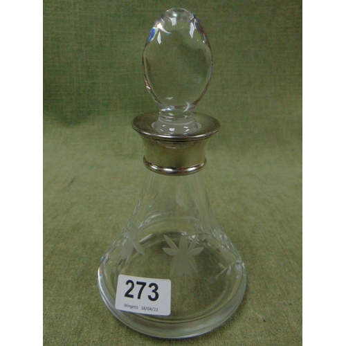 273 - Large crystal glass dressing table jar, having silver collar, maker Carrs, Sheffield 2004.