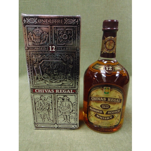 451 - Boxed 1 ltr Chivas Regal 12 year aged blended whisky.