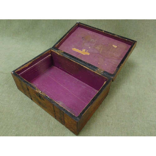 62 - 19th century walnut parquetry inlaid trinket box, 5 x 12 x 8