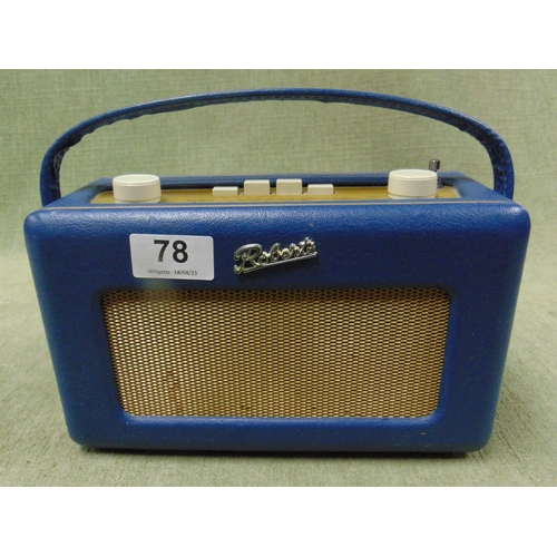 78 - Blue coloured Roberts radio.