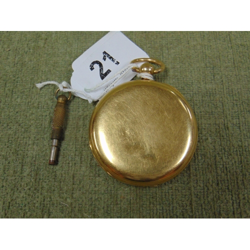 21 - 18ct gold cased full Hunter pocket watch, maker W.H.& S Jackson Clarkenwell, No.28500, having enamel... 