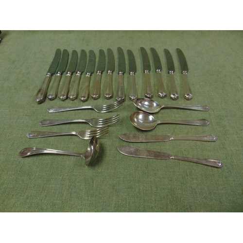 137 - Quantity of Grosvenor plated flatware, to include a ladle.