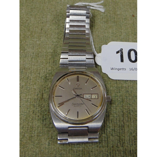 10 - Omega Seamaster quartz gents wrist watch. Not in working order.