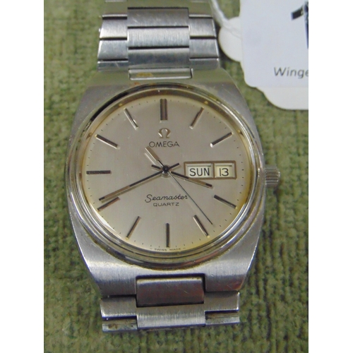 10 - Omega Seamaster quartz gents wrist watch. Not in working order.