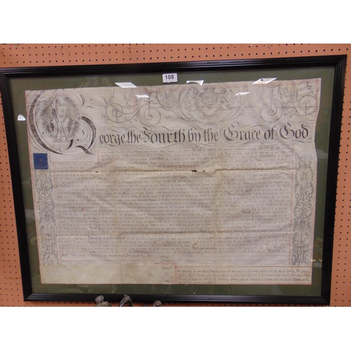 108 - Framed and glazed George VI letter of Marque    
22x 31